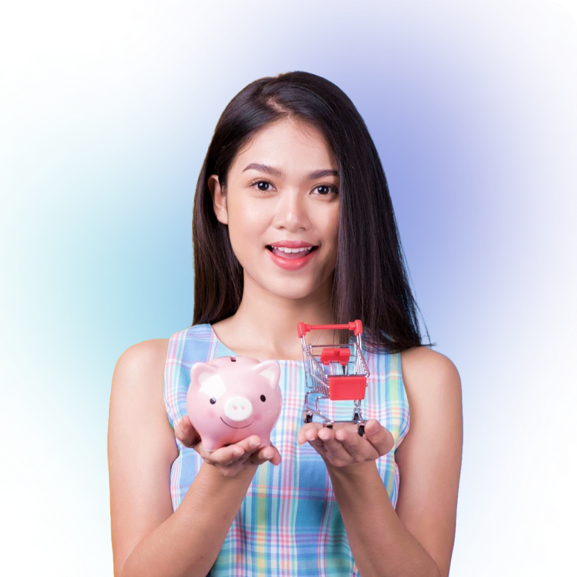 Girl saving money